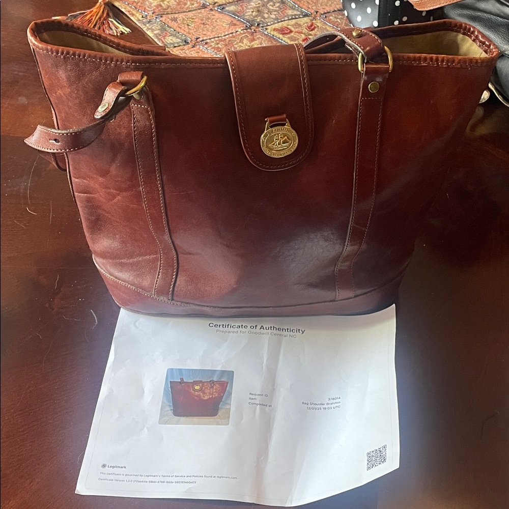 Brahmin Vintage neon leather shoulder bag